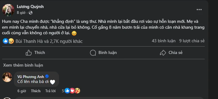 Gia đình Quỳnh Lương gặp biến cố, nhói lòng bài đăng lúc nửa đêm Gia đình Quỳnh Lương gặp biến cố, nhói lòng bài đăng lúc nửa đêm
