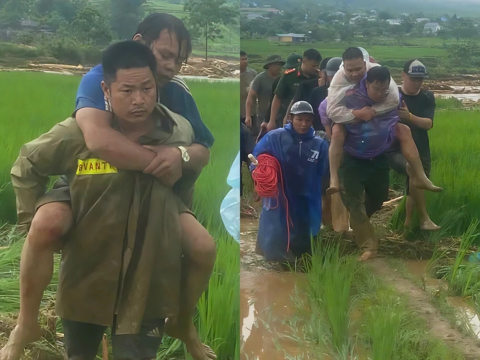 Giải cứu hai người mắc kẹt giữa lũ dữ Giải cứu hai người mắc kẹt giữa lũ dữ