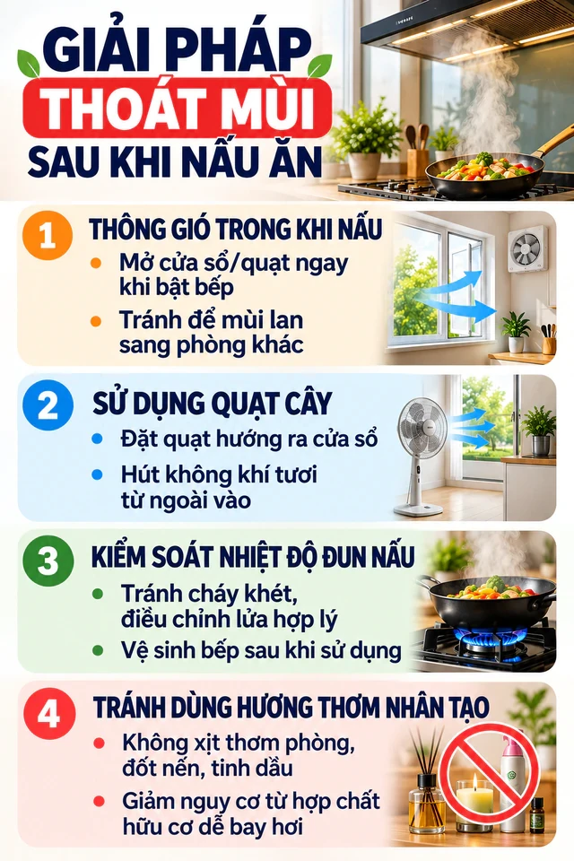 Giải pháp thoát mùi hiệu quả sau khi nấu ăn
