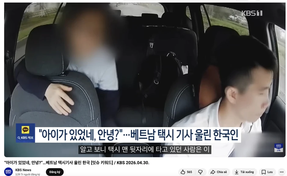 Hành động của nam hành khách khi phát hiện bé gái 5 tuổi trên taxi ở Hà Nội lên thẳng báo Hàn Hành động của nam hành khách khi phát hiện bé gái 5 tuổi trên taxi ở Hà Nội lên thẳng báo Hàn