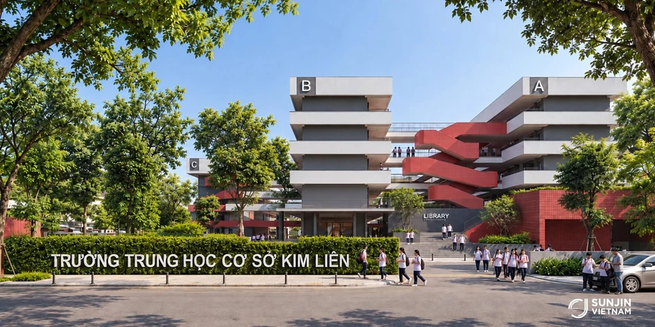Hé lộ những hình ảnh về ngôi trường THCS công lập đang được xây mới tại phường Kim Liên, Hà Nội: Quá đẹp, quá hoành tráng!