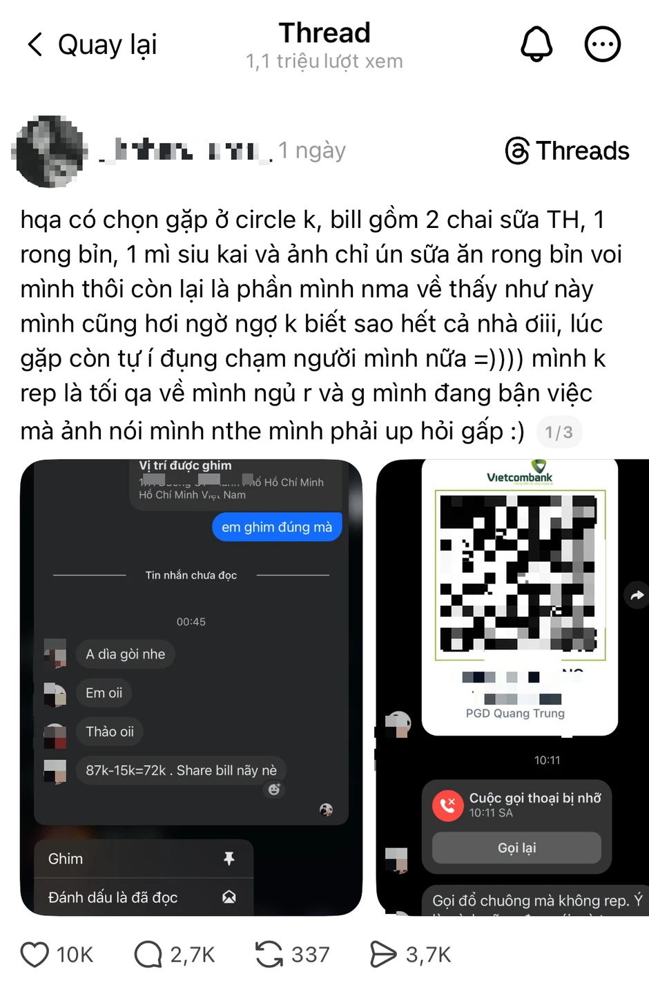 Hẹn hò xong gửi QR đòi 72.000 đồng lúc 1h sáng, cô gái bị truy đến tận Facebook: Cái kết gây tranh cãi Hẹn hò xong gửi QR đòi 72.000 đồng lúc 1h sáng, cô gái bị truy đến tận Facebook: Cái kết gây tranh cãi