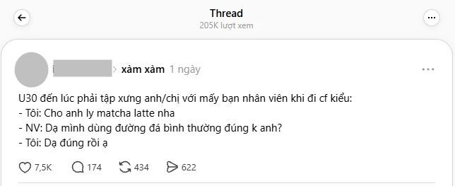 Hơn 30 tuổi, mạnh dạn xưng "chị - em" với nhân viên quán cà phê, nhưng khi được hỏi lại vẫn: "Dạ vâng ạ" Hơn 30 tuổi, mạnh dạn xưng "chị - em" với nhân viên quán cà phê, nhưng khi được hỏi lại vẫn: "Dạ vâng ạ"