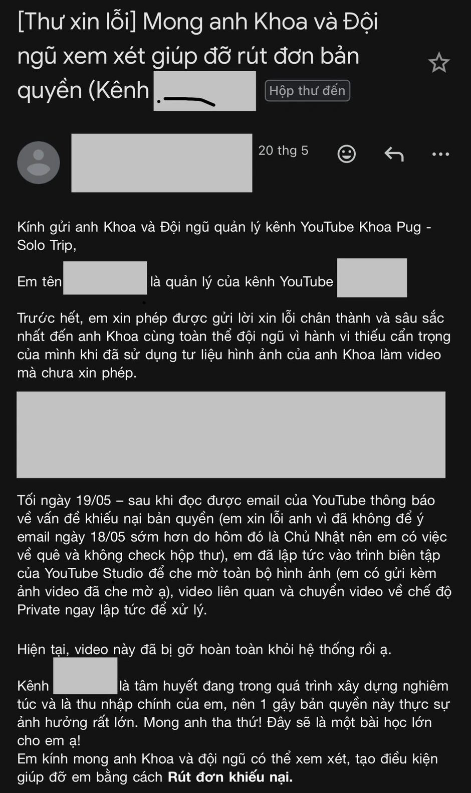 Khoa Pug phát cảnh báo chuyện bản quyền