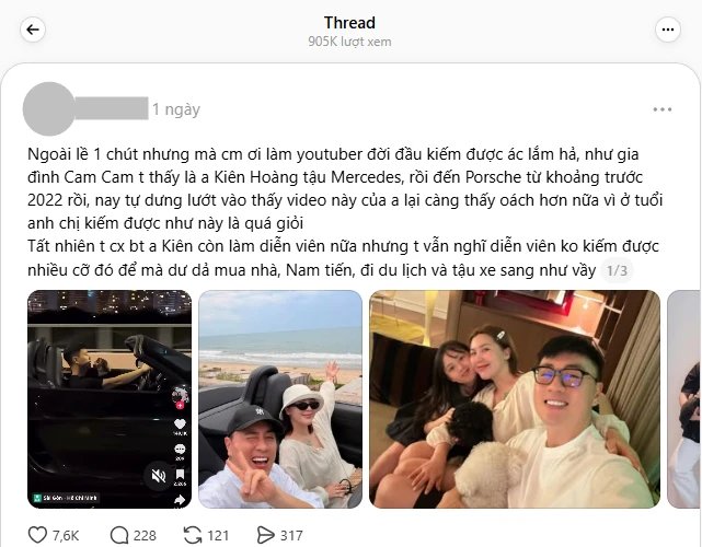 Kiên Hoàng "gia đình Cam Cam" tậu Mercedes, rồi đến Porsche từ trước 2022, bộ YouTuber "kiếm tiền ác" vậy hả? Chính chủ lên tiếng Kiên Hoàng "gia đình Cam Cam" tậu Mercedes, rồi đến Porsche từ trước 2022, bộ YouTuber "kiếm tiền ác" vậy hả? Chính chủ lên tiếng