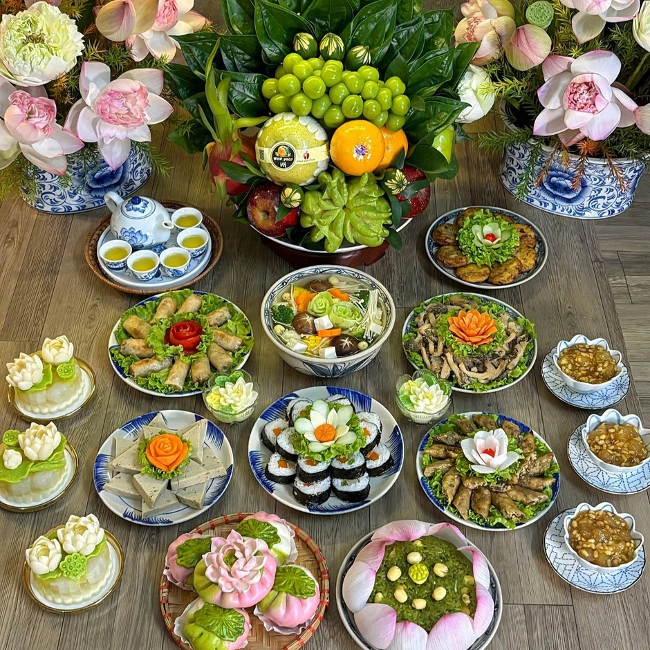 Mâm cỗ chay cúng rằm tháng 7 đủ món ngon của mẹ đảm ở Hà Nội Mâm cỗ chay cúng rằm tháng 7 đủ món ngon của mẹ đảm ở Hà Nội
