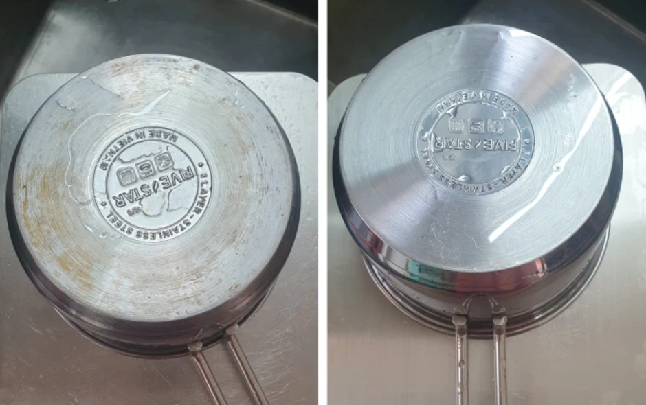 Mẹo làm sạch đồ bếp bằng bột đá 5.000 đồng Mẹo làm sạch đồ bếp bằng bột đá 5.000 đồng