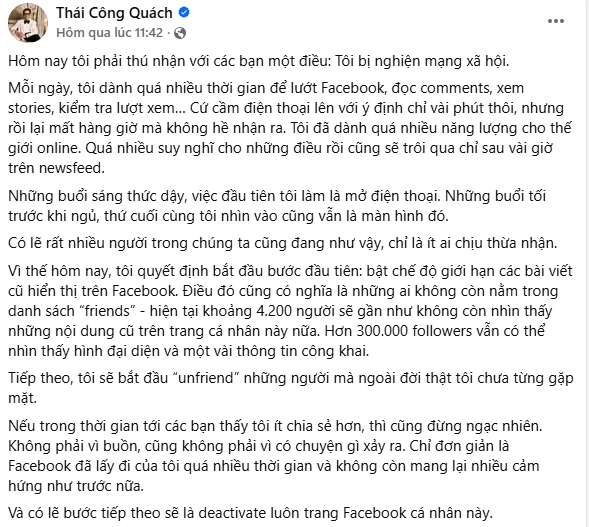 Một thú vui giải trí khiến NTK Thái Công muốn rời xa mạng xã hội, nghe lý do giật mình Một thú vui giải trí khiến NTK Thái Công muốn rời xa mạng xã hội, nghe lý do giật mình