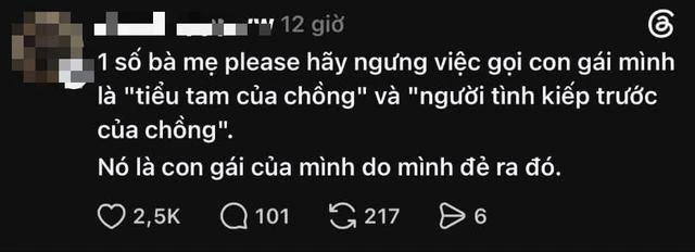 MXH tranh cãi: Gọi con gái là "người tình kiếp trước của bố", "tiểu tam của chồng" có thật sự đáng yêu? MXH tranh cãi: Gọi con gái là "người tình kiếp trước của bố", "tiểu tam của chồng" có thật sự đáng yêu?