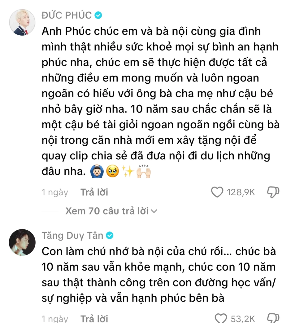 Nam sinh lớp 11 cùng bà nội quay clip “gửi mình 10 năm sau”: Khó kìm được nước mắt khi xem đến cuối, nhiều sao Việt để lại bình luận Nam sinh lớp 11 cùng bà nội quay clip “gửi mình 10 năm sau”: Khó kìm được nước mắt khi xem đến cuối, nhiều sao Việt để lại bình luận