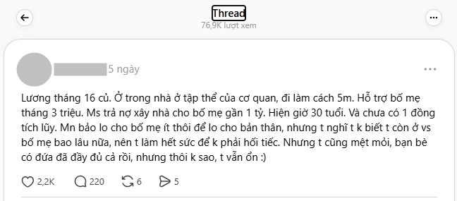 Ở nhà tập thể cơ quan, trả nợ gần 1 tỷ xây nhà cho bố mẹ, 30 tuổi trắng tay, dân mạng: "Rồi có được thừa kế không?" Ở nhà tập thể cơ quan, trả nợ gần 1 tỷ xây nhà cho bố mẹ, 30 tuổi trắng tay, dân mạng: "Rồi có được thừa kế không?"