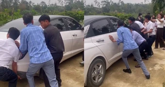 Ô tô đậu chắn đường đám cưới, đoàn nhà gái có hành động nhận "mưa lời khen"