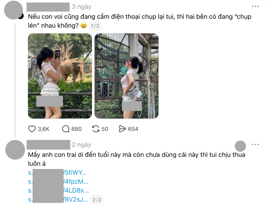 Phản cảm hình ảnh cô gái mặc váy ngắn đến lộ cả vòng 3 để đi Thảo Cầm Viên Phản cảm hình ảnh cô gái mặc váy ngắn đến lộ cả vòng 3 để đi Thảo Cầm Viên