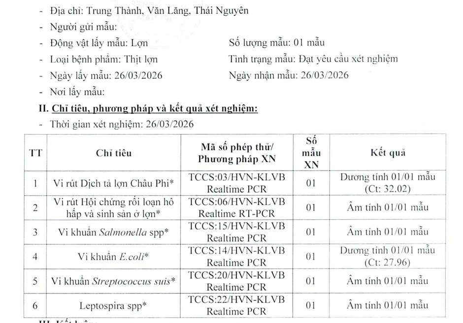 Phụ huynh mang thịt đi kiểm định thấy virus dịch tả, vì sao không hợp lệ?
