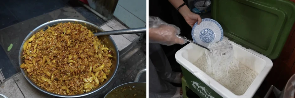 Quán canh bún cua gia truyền ở phố cổ Hà Nội, sợi bún to gấp vài lần bình thường, dùng 5 kg cua đồng cho nồi nước dùng Quán canh bún cua gia truyền ở phố cổ Hà Nội, sợi bún to gấp vài lần bình thường, dùng 5 kg cua đồng cho nồi nước dùng