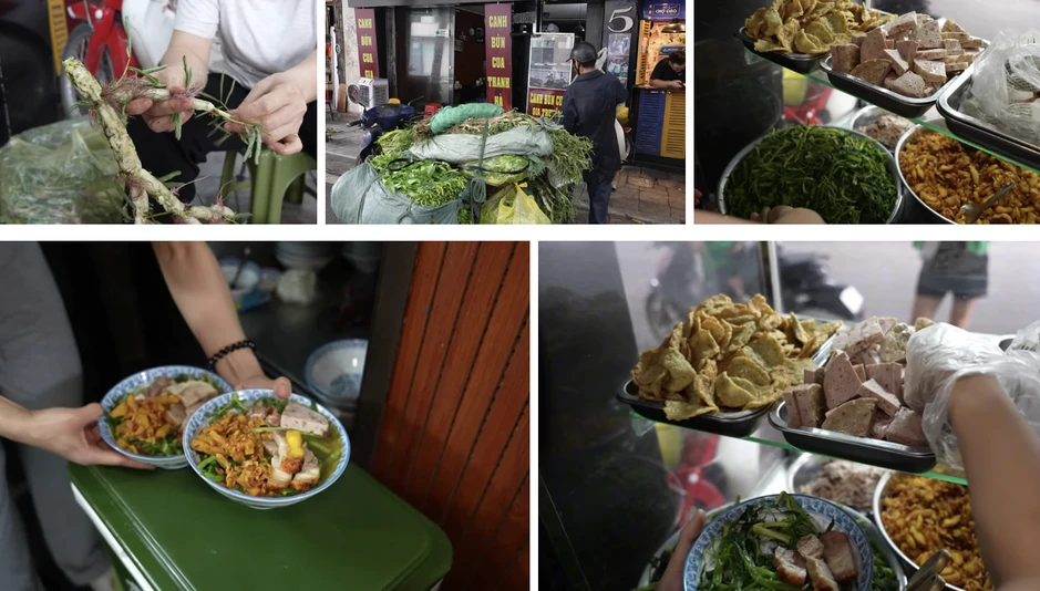 Quán canh bún cua gia truyền ở phố cổ Hà Nội, sợi bún to gấp vài lần bình thường, dùng 5 kg cua đồng cho nồi nước dùng Quán canh bún cua gia truyền ở phố cổ Hà Nội, sợi bún to gấp vài lần bình thường, dùng 5 kg cua đồng cho nồi nước dùng