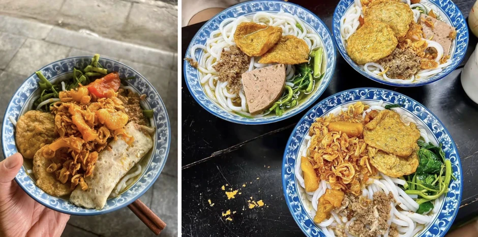 Quán canh bún cua gia truyền ở phố cổ Hà Nội, sợi bún to gấp vài lần bình thường, dùng 5 kg cua đồng cho nồi nước dùng Quán canh bún cua gia truyền ở phố cổ Hà Nội, sợi bún to gấp vài lần bình thường, dùng 5 kg cua đồng cho nồi nước dùng