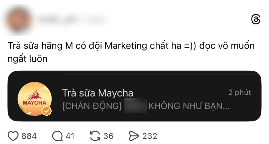 Quảng cáo trà sữa trên Zalo nhưng chơi chữ phản cảm, MayCha nói gì? Quảng cáo trà sữa trên Zalo nhưng chơi chữ phản cảm, MayCha nói gì?