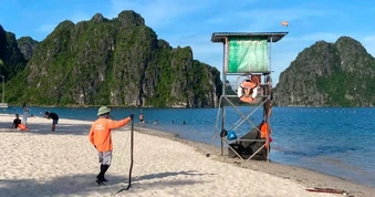 Rắn xuất hiện ở bãi tắm, người đàn ông Quảng Ninh có hành động thót tim