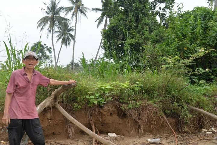 Sạt lở bờ sông Trà Khúc, dân bất lực khi đất canh tác bị 'nuốt chửng'