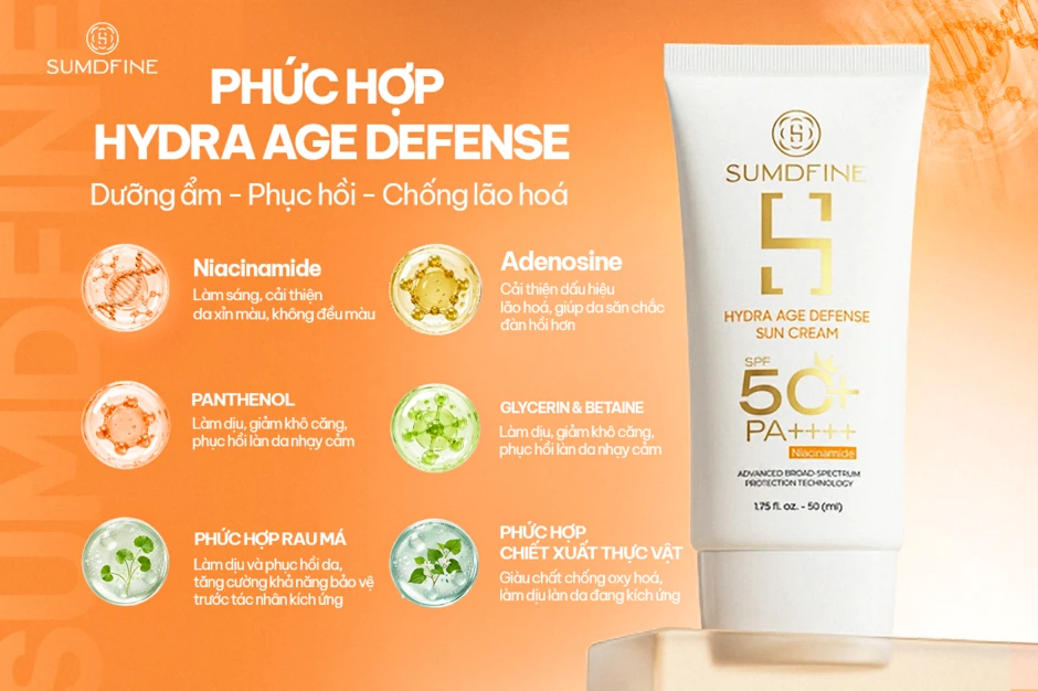 Sumdfine Hydra Age Defense Sun Cream: Giải pháp chống nắng đa năng cho làn da hiện đại