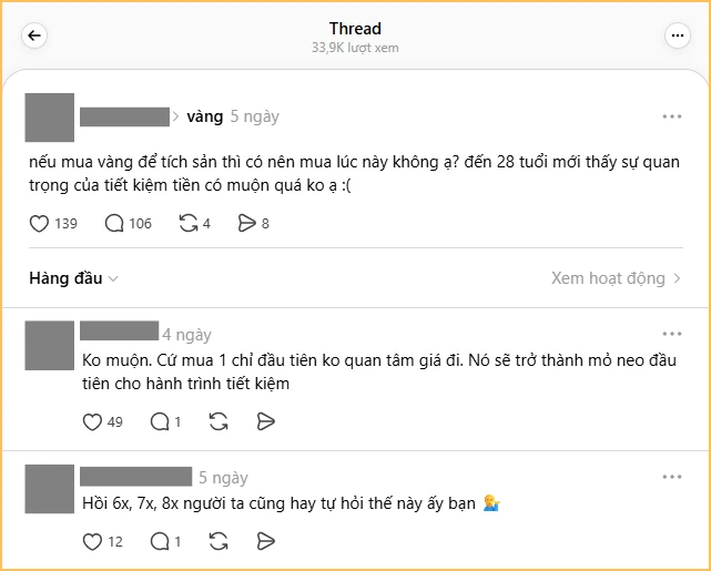 Tâm trạng người mua vàng từ thời giá vàng 3-4 triệu 1 chỉ