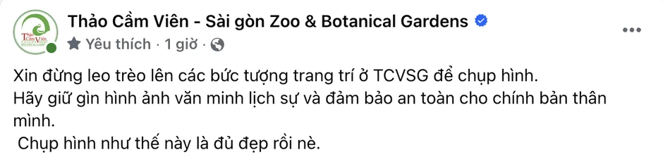 Thảo Cầm Viên nhắc khéo du khách Thảo Cầm Viên nhắc khéo du khách