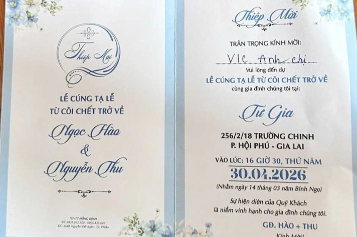Thoát chết hy hữu, cặp đôi ở Gia Lai làm thiệp, tổ chức tiệc tri ân gây sốt Thoát chết hy hữu, cặp đôi ở Gia Lai làm thiệp, tổ chức tiệc tri ân gây sốt