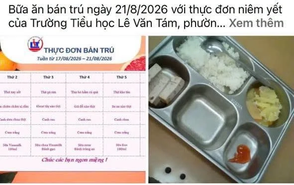 Thực đơn công khai và bữa cơm bán trú thực tế khác hẳn nhau, một trường Tiểu học phải lên bài xin lỗi phụ huynh Thực đơn công khai và bữa cơm bán trú thực tế khác hẳn nhau, một trường Tiểu học phải lên bài xin lỗi phụ huynh