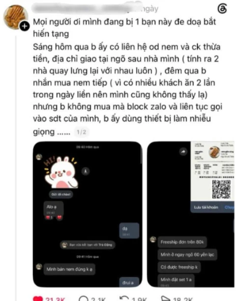Thực hư vụ shop nem chua rán bị tố dàn dựng chuyện “bị bắt đi hiến tạng” gây chấn động MXH, nhiều người đã báo công an Thực hư vụ shop nem chua rán bị tố dàn dựng chuyện “bị bắt đi hiến tạng” gây chấn động MXH, nhiều người đã báo công an