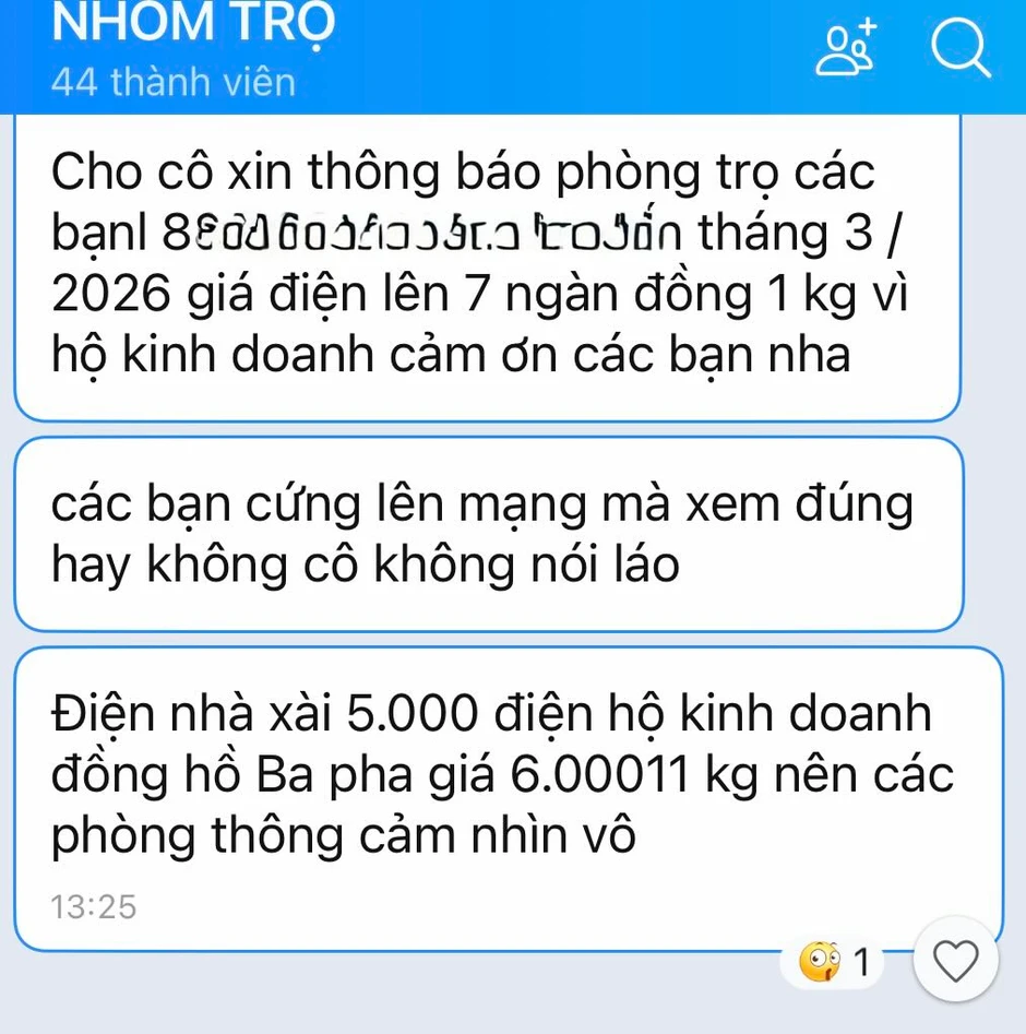 Tiền điện 7.000 đồng/số ở phòng trọ: Người thuê “nóng mặt”, mạng xã hội tranh cãi gay gắt Tiền điện 7.000 đồng/số ở phòng trọ: Người thuê “nóng mặt”, mạng xã hội tranh cãi gay gắt