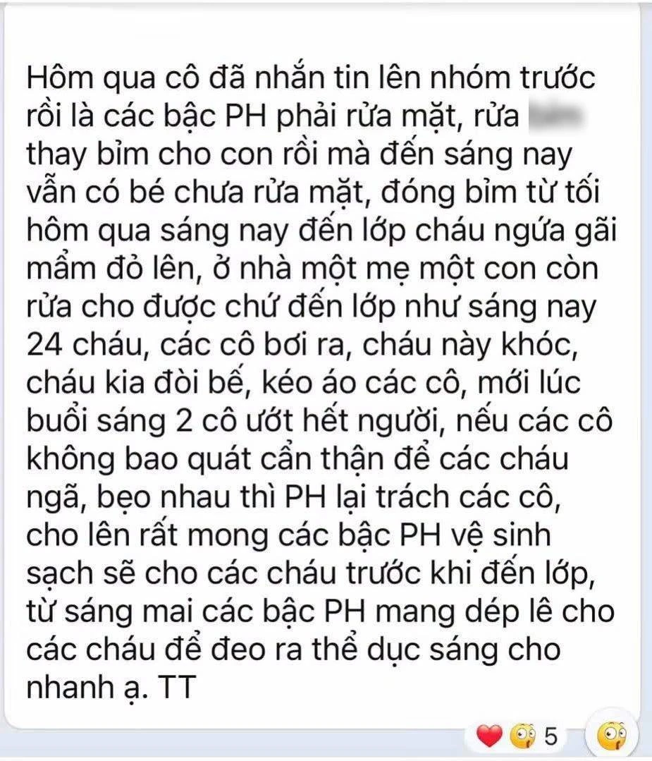 Tin nhắn của một cô giáo mầm non khiến nhiều cư dân mạng đọc xong toát mồ hôi: Vất vả còn hơn người giúp việc! Tin nhắn của một cô giáo mầm non khiến nhiều cư dân mạng đọc xong toát mồ hôi: Vất vả còn hơn người giúp việc!