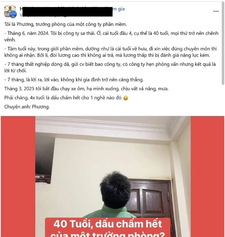 Trưởng phòng bị sa thải, phải chạy xe ôm kiếm sống: Phải chăng tuổi 40 có thể là dấu chấm hết cho một nghề nghiệp nào đó? Trưởng phòng bị sa thải, phải chạy xe ôm kiếm sống: Phải chăng tuổi 40 có thể là dấu chấm hết cho một nghề nghiệp nào đó?
