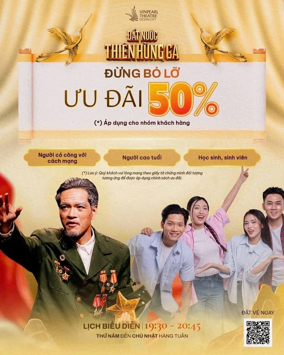 Vingroup tặng 50% giá vé show “Đất nước thiên hùng ca” Vingroup tặng 50% giá vé show “Đất nước thiên hùng ca”