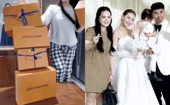 Vợ Duy Mạnh chuẩn “phú bà” làng bóng đá: Ở nhà phố cổ, unbox "rổ" đồ hiệu, sang chảnh đi ăn cưới làm "mát mặt" chồng