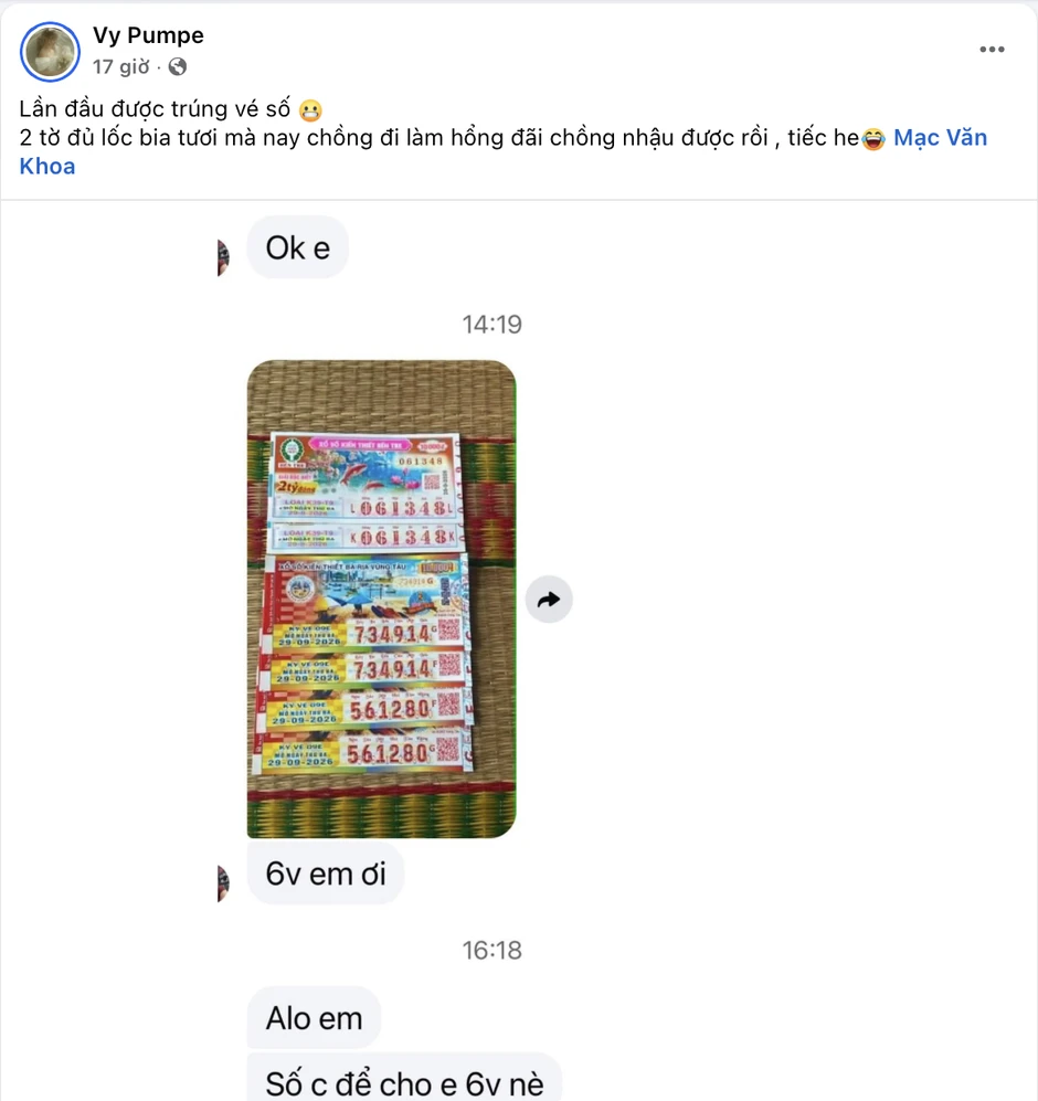 Vợ Mạc Văn Khoa trúng số Vợ Mạc Văn Khoa trúng số