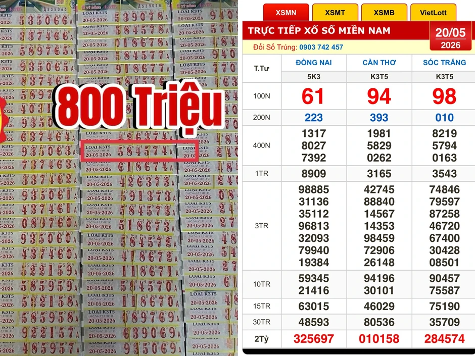 Xổ số miền Nam ngày 20 tháng 5: Hai khách vừa trúng 1,28 tỉ đài Sóc Trăng