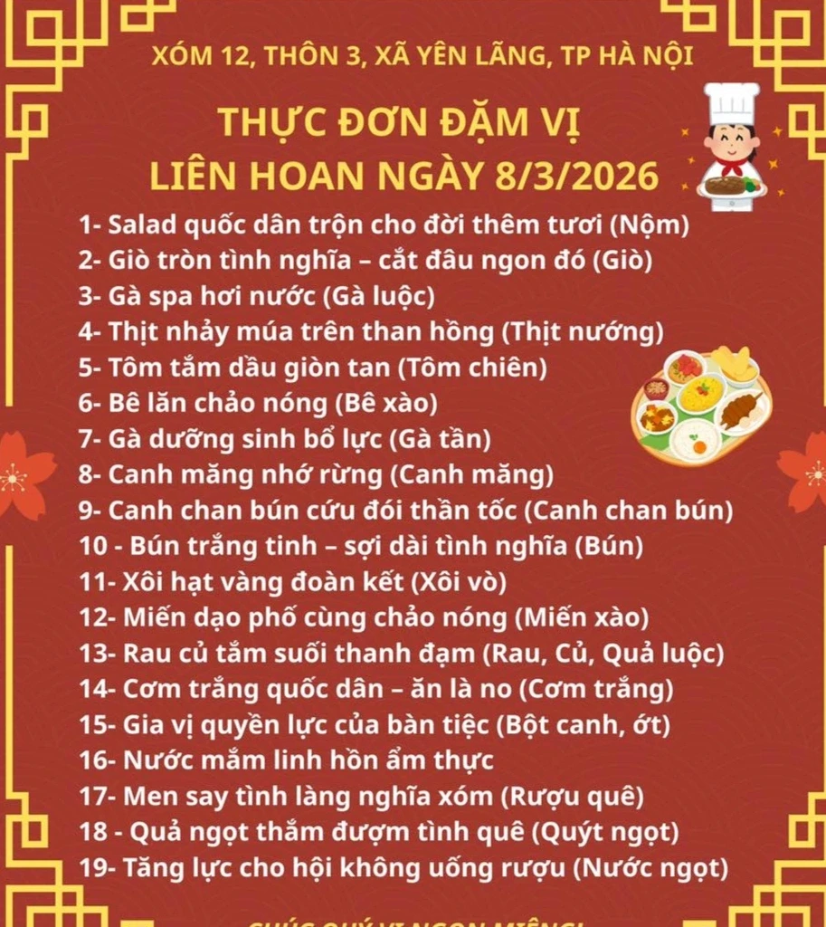 Xóm ở Hà Nội góp 40 triệu đồng dựng rạp, bày 24 mâm cỗ đãi chị em ngày 8/3 Xóm ở Hà Nội góp 40 triệu đồng dựng rạp, bày 24 mâm cỗ đãi chị em ngày 8/3