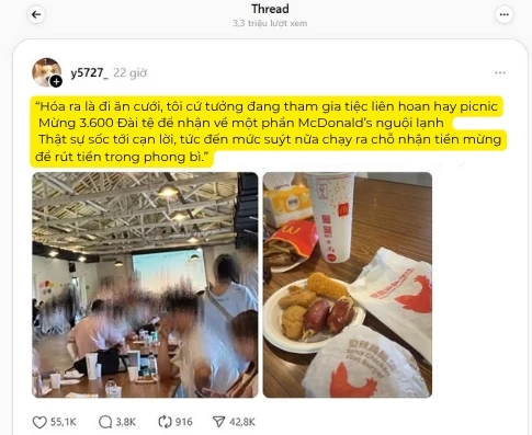 Xôn xao tiệc cưới bố trí như picnic, thực đơn là đồ ăn nhanh, khách mừng cưới 3 triệu bức xúc: “Tôi thấy mình không được tôn trọng…” Xôn xao tiệc cưới bố trí như picnic, thực đơn là đồ ăn nhanh, khách mừng cưới 3 triệu bức xúc: “Tôi thấy mình không được tôn trọng…”