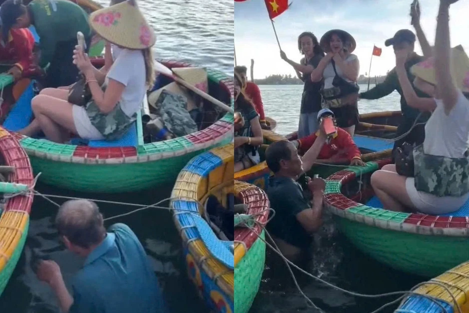Du khách Mỹ vỡ òa với hành động bất ngờ của người lái thúng ở Hội An