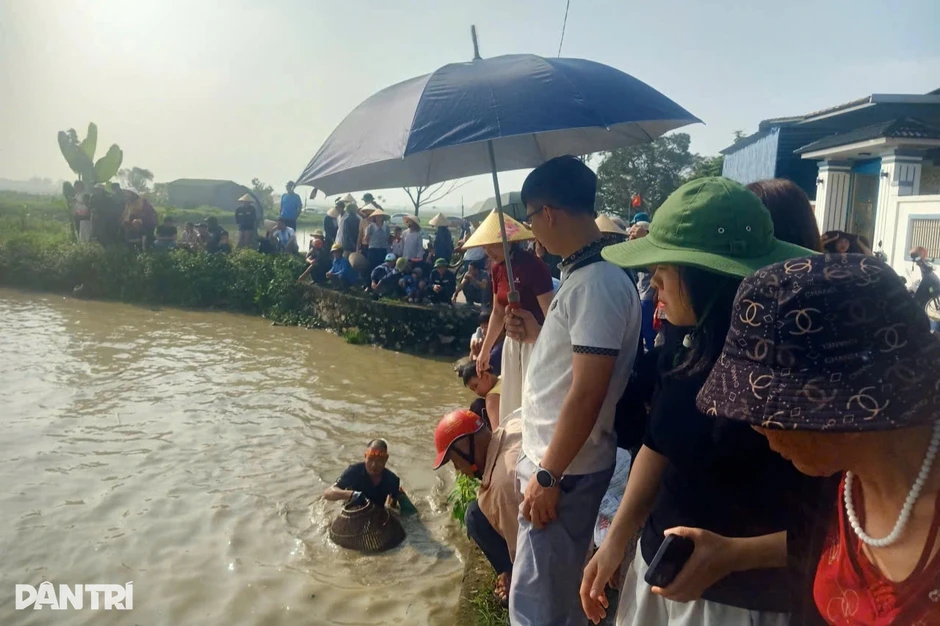 Hàng trăm người lao xuống ao bắt cá sau hiệu lệnh Hàng trăm người lao xuống ao bắt cá sau hiệu lệnh
