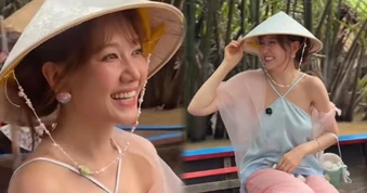 Hari Won hòa vào "cơn sốt" Cồn Thới Sơn, xếp hàng chụp ảnh xuồng ba lá