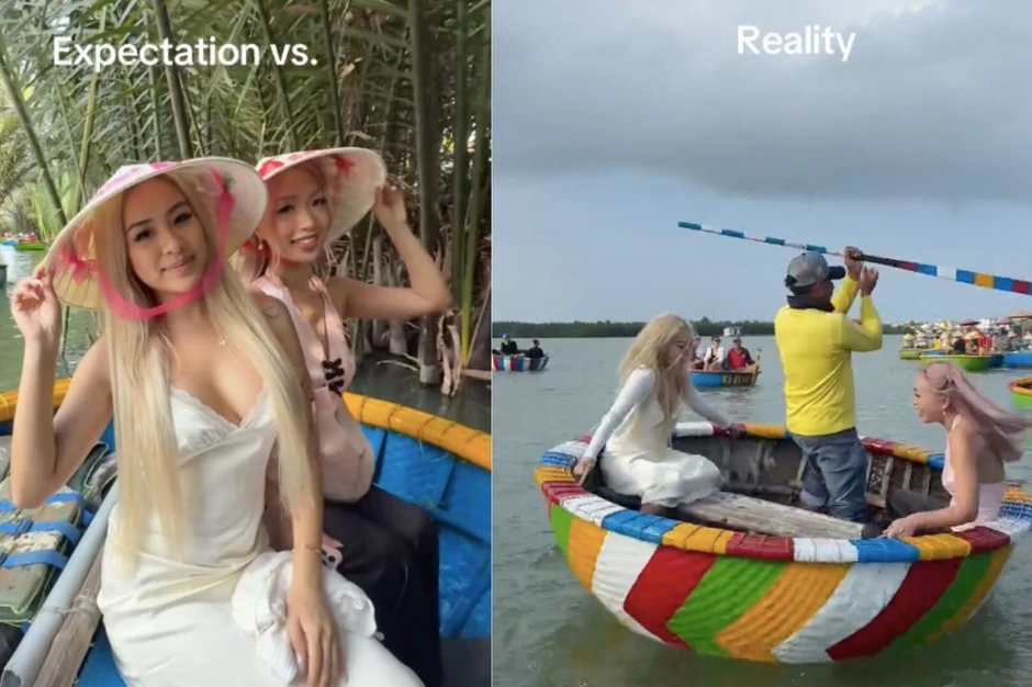 Khách Mỹ "quay thuyền thúng" ở Việt Nam gây sốt, hút 28 triệu lượt xem Khách Mỹ "quay thuyền thúng" ở Việt Nam gây sốt, hút 28 triệu lượt xem