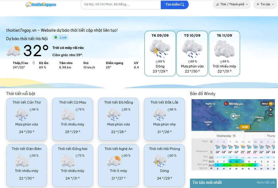 Thoitiet7ngay - Nền tảng hỗ trợ tra cứu thời tiết nhanh chóng Thoitiet7ngay - Nền tảng hỗ trợ tra cứu thời tiết nhanh chóng