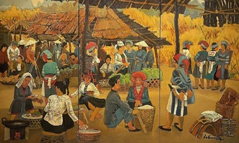 Chợ quê trong tranh họa sĩ Hoàng Sùng