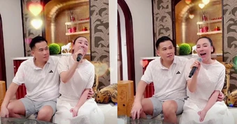 Chồng đại gia thuần chay ôm eo Hồ Quỳnh Hương trong biệt thự