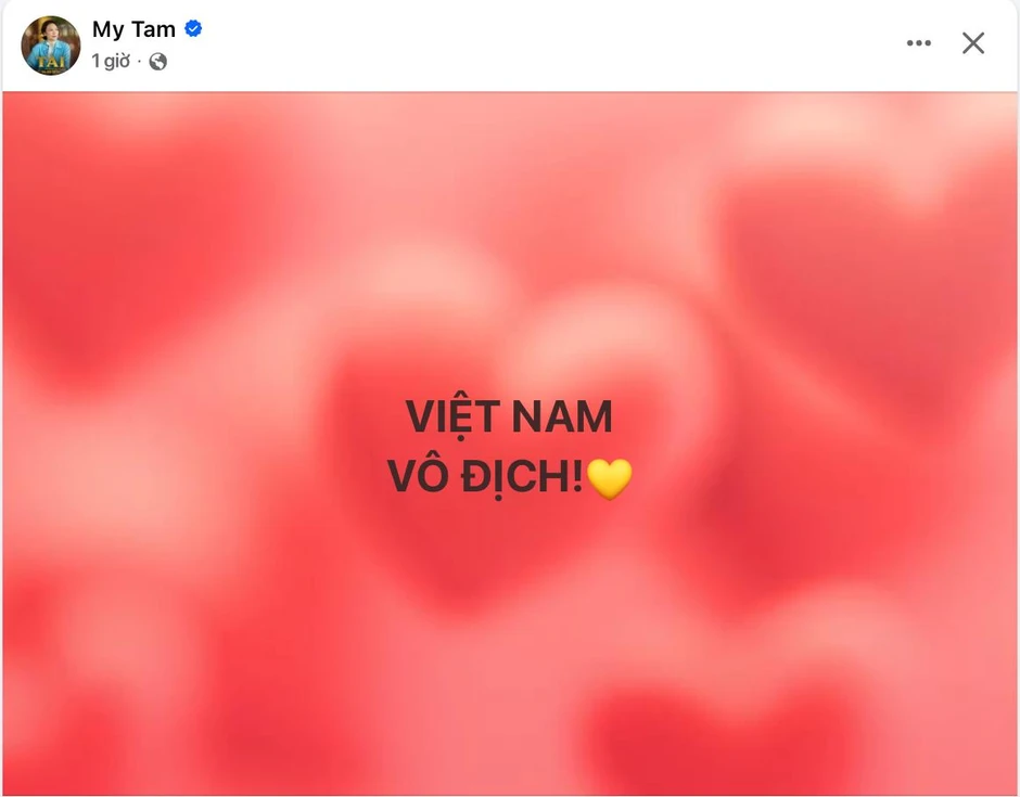 Dàn sao sau chiến thắng của đội tuyển Việt Nam: Tiểu Vy đính chính gấp, Mỹ Tâm vỡ oà, 1 nàng hậu xuống phố! Dàn sao sau chiến thắng của đội tuyển Việt Nam: Tiểu Vy đính chính gấp, Mỹ Tâm vỡ oà, 1 nàng hậu xuống phố!