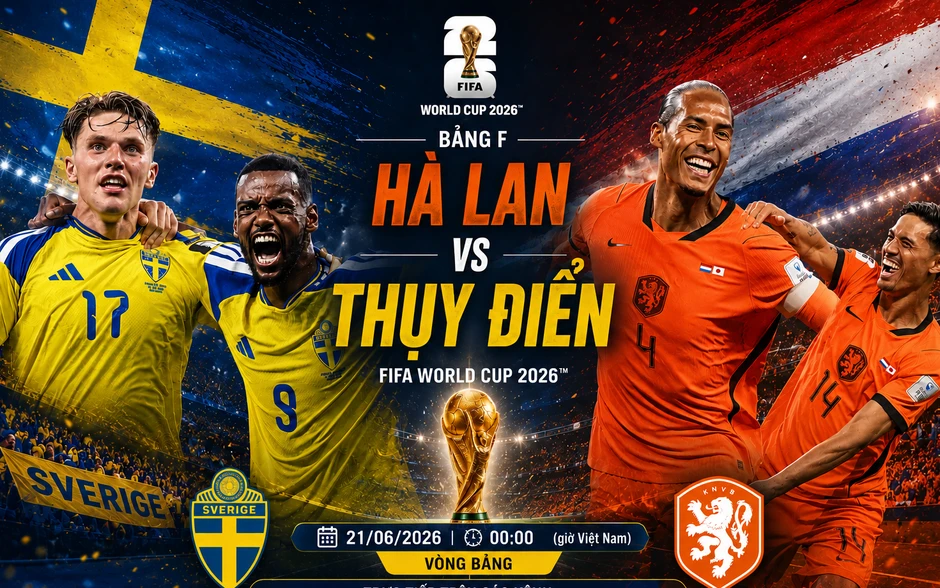 Lịch thi đấu & trực tiếp FIFA World Cup 2026™ ngày 21/6 trên VTV: Đại chiến Hà Lan - Thụy Điển Lịch thi đấu & trực tiếp FIFA World Cup 2026™ ngày 21/6 trên VTV: Đại chiến Hà Lan - Thụy Điển