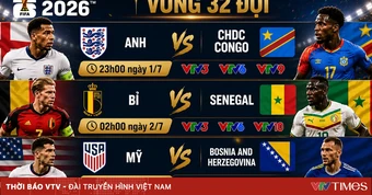Lịch thi đấu và trực tiếp FIFA World Cup 2026™ đêm 1/7, sáng 2/7 trên VTV: Anh, Bỉ và Mỹ khẳng định sức mạnh?
