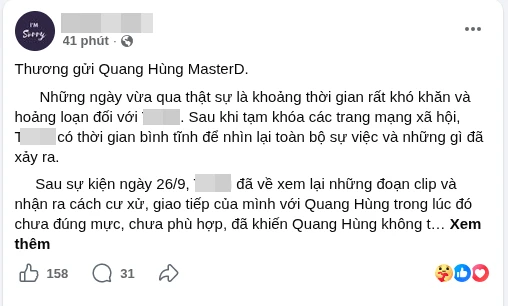MC “kém duyên với Quang Hùng MasterD” xin lỗi MC “kém duyên với Quang Hùng MasterD” xin lỗi